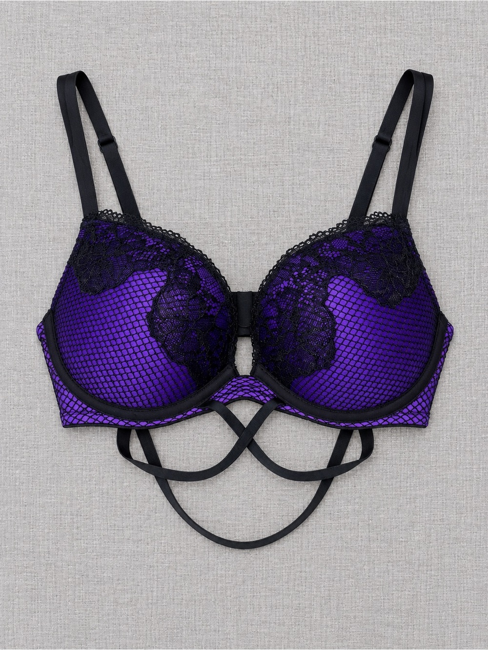 🍒3/33$ La SENZA Purple and Black Lace Strappy Push-Up Bra